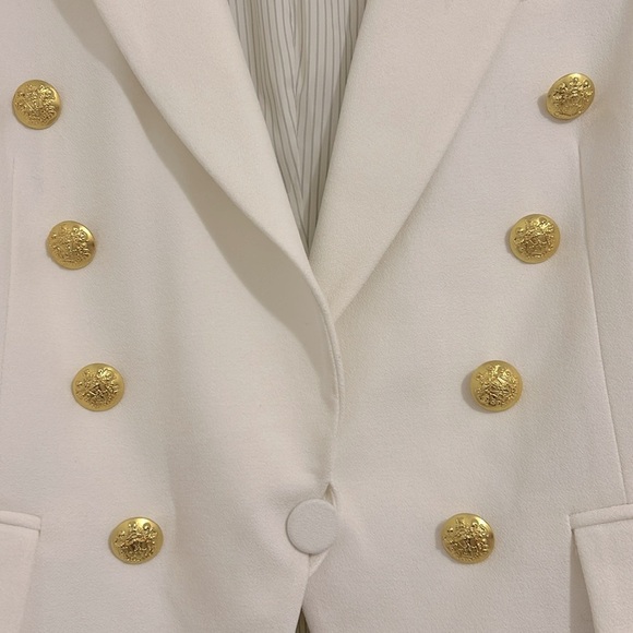 Veronica Beard White Jack Riding Jacket Dickey Gold Button Blazer Size 6 - Picture 6 of 16